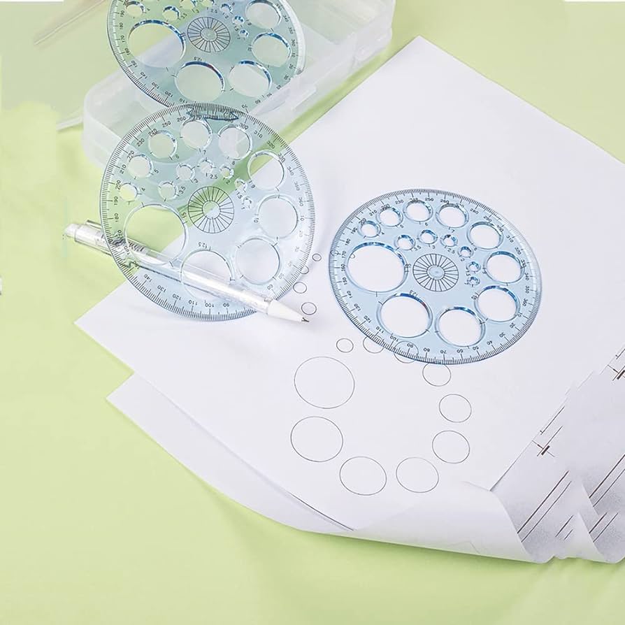 Seiwei full circle template plastic round protractor degree for painting drawing drafting tool circular sizes office products