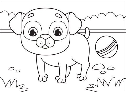 Pug coloring page free printable coloring pages