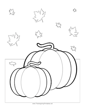Thanksgiving pumpkin leaves coloring page