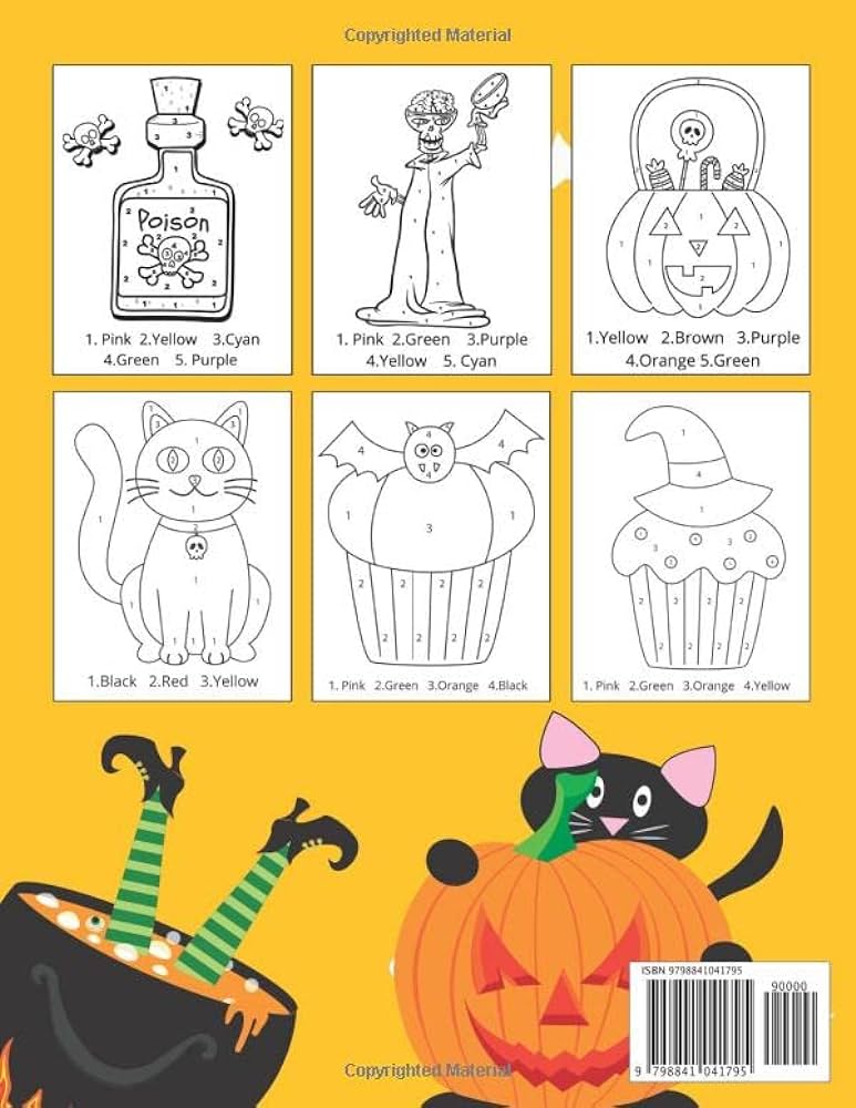 Happy halloween color by number coloring book for toddlers cute halloween coloring book for kids filled with pumpkin treatsand spooky coloring print a size book book for halloween color art xneox