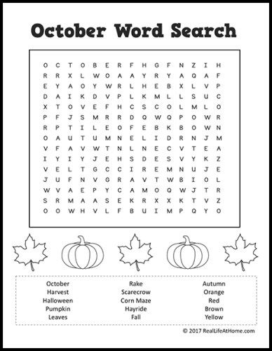 October word search printable for kids halloween word search halloween worksheets afterschool activities