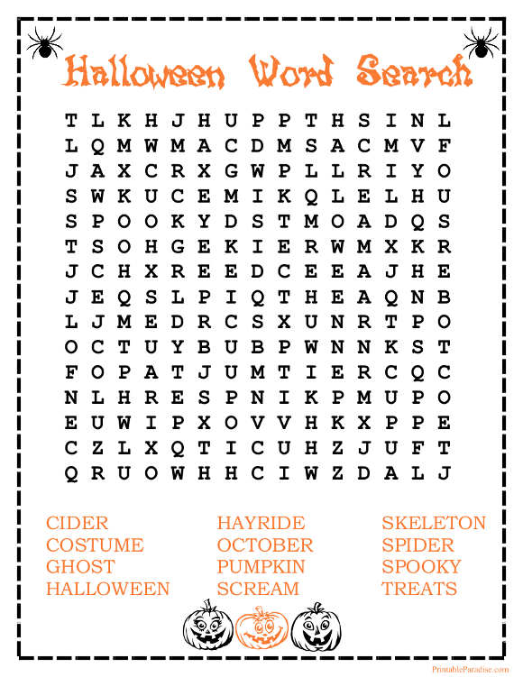 Printable halloween word search