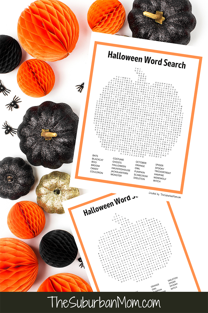 Free printable halloween pumpkin word search activity page