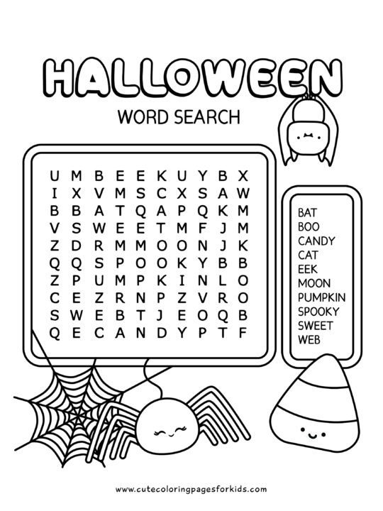 Halloween word search printables