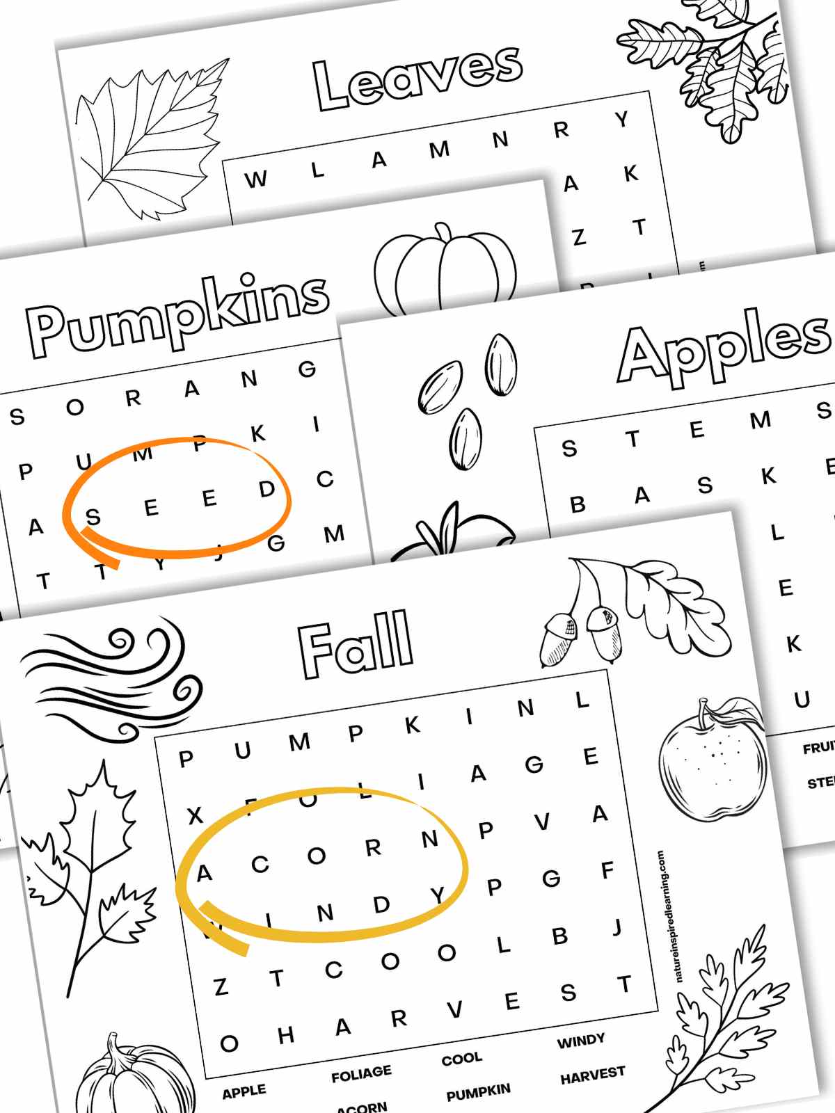 Easy fall word searches