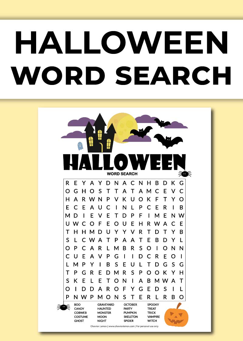 Free printable halloween word search