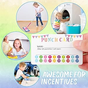 Pcs reward punch cards behavior incentive awards for kids students teachers home classroom school business loyalty card positive reinforcement tool
