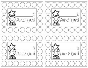 Punch cards freebie behavior punch cards punch cards classroom behavior management