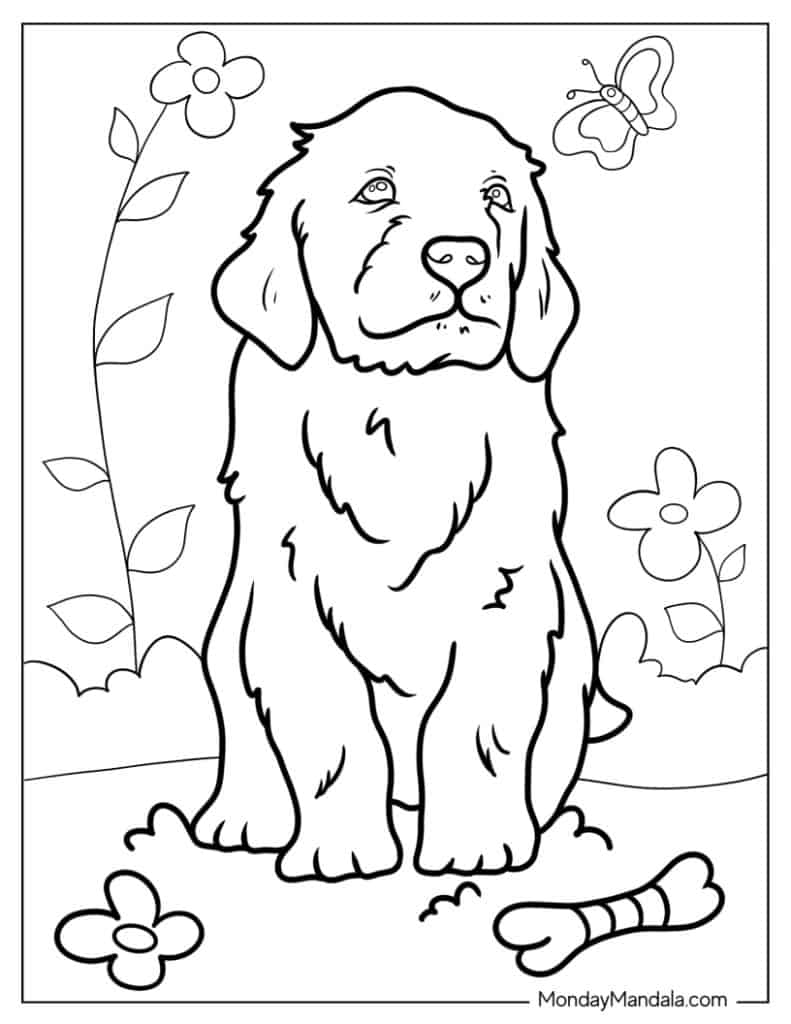 Puppy coloring pages free pdf printables