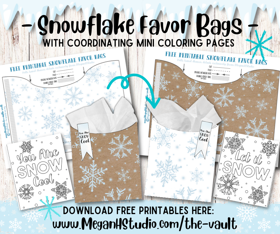 Free printable snowflake favor bags