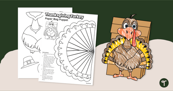 Paper bag turkey craft template teach starter