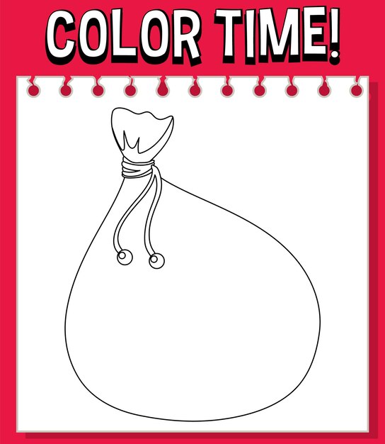 Premium vector worksheets template with color time text santa bag outline