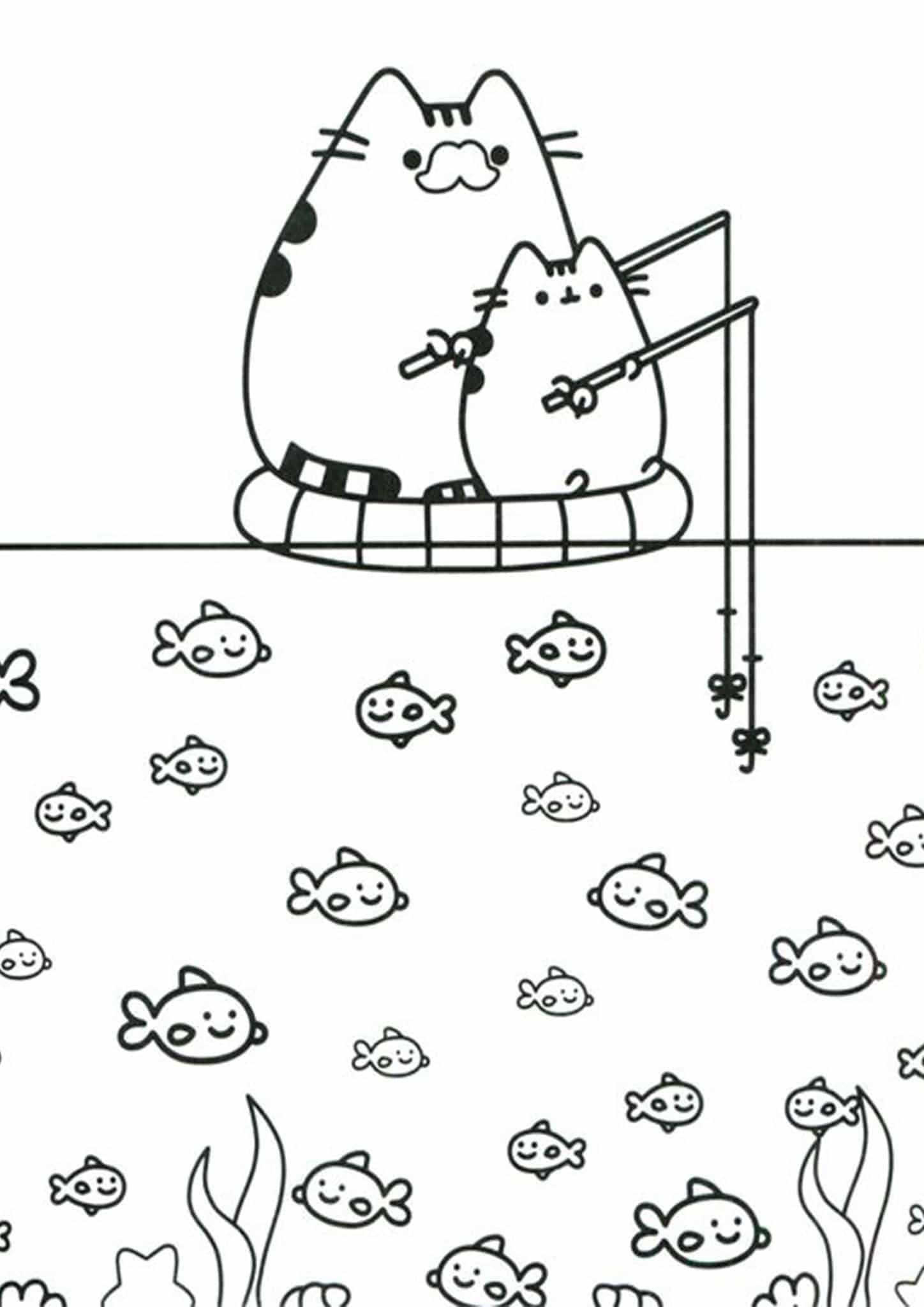 Free easy to print pusheen coloring pages