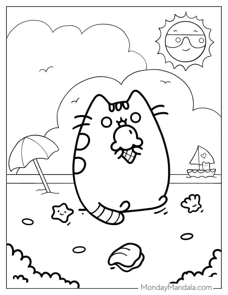 Pusheen coloring pages free pdf printables