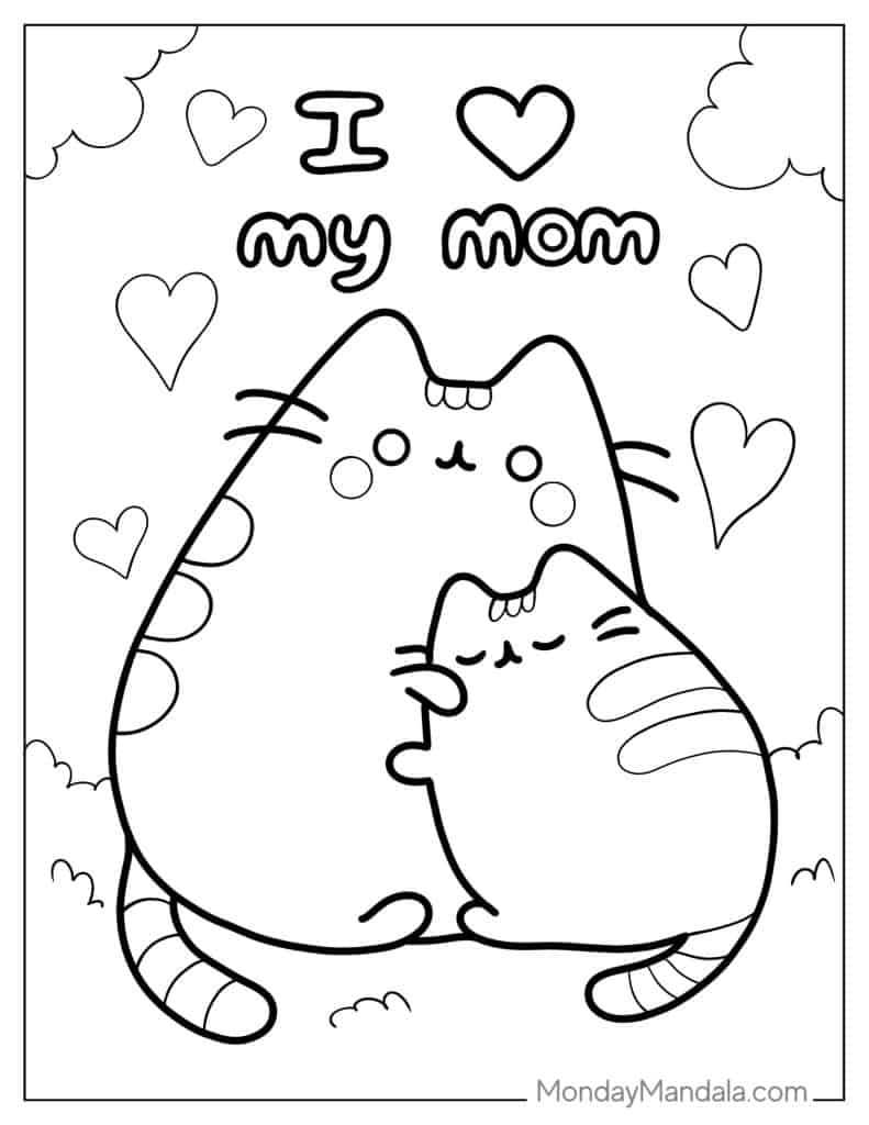 Pusheen coloring pages free pdf printables