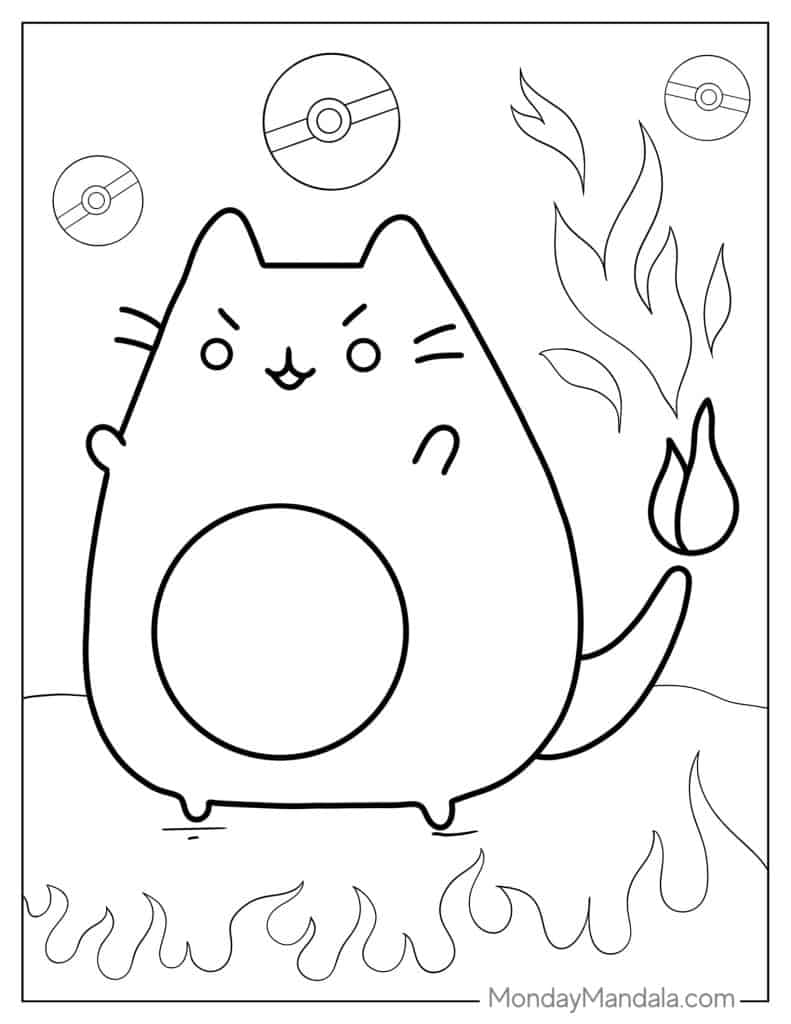 Pusheen coloring pages free pdf printables