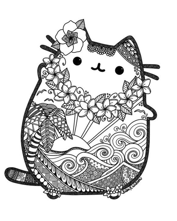 Get this kawaii coloring pages pusheen cat zentangle