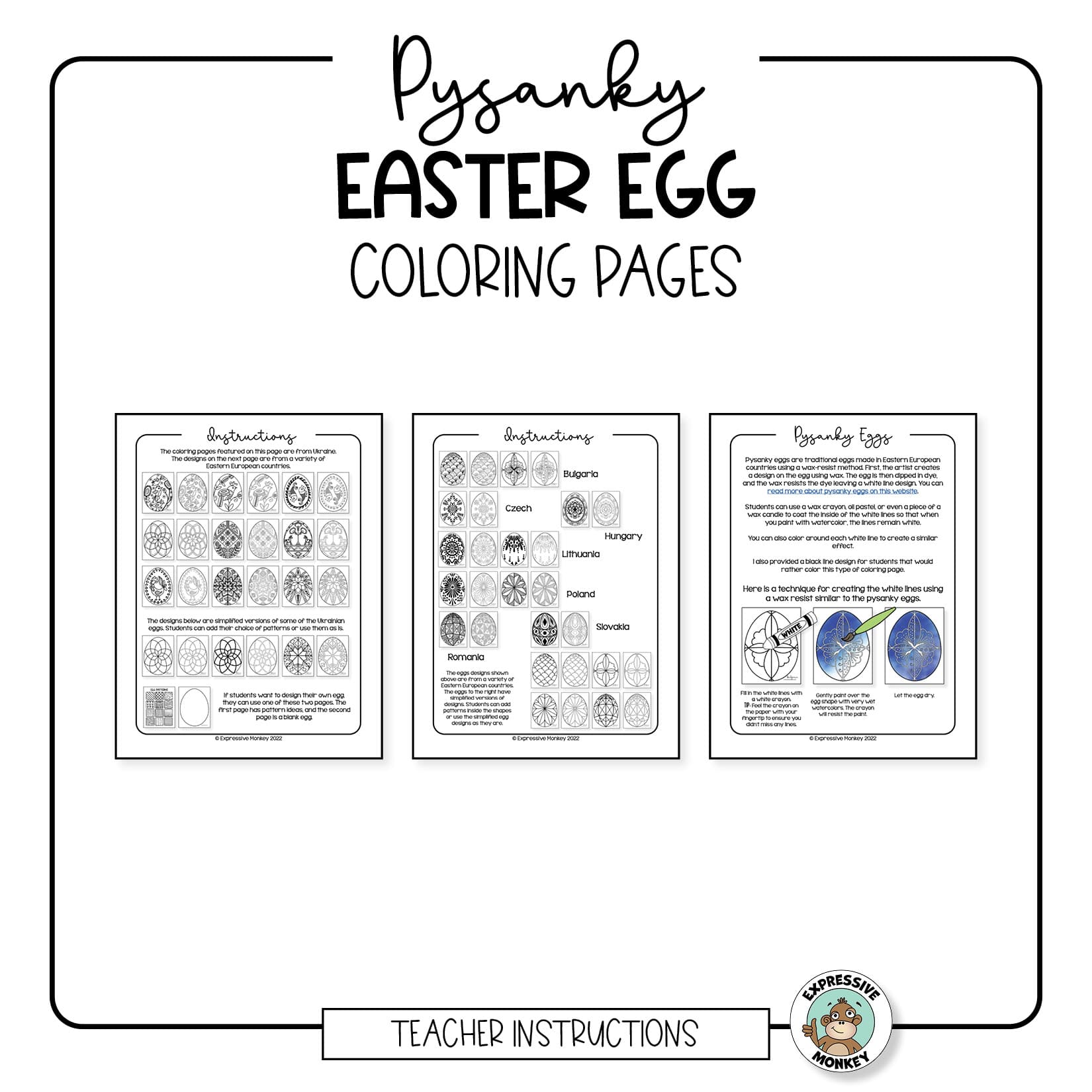 Pysanky eggs coloring pages