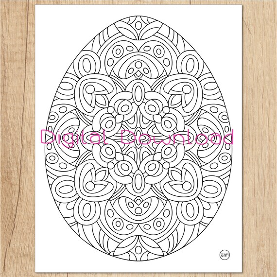 Easter egg coloring pages digital download coloring sheets easter coloring pysanka egg pysanky egg coloring for adults