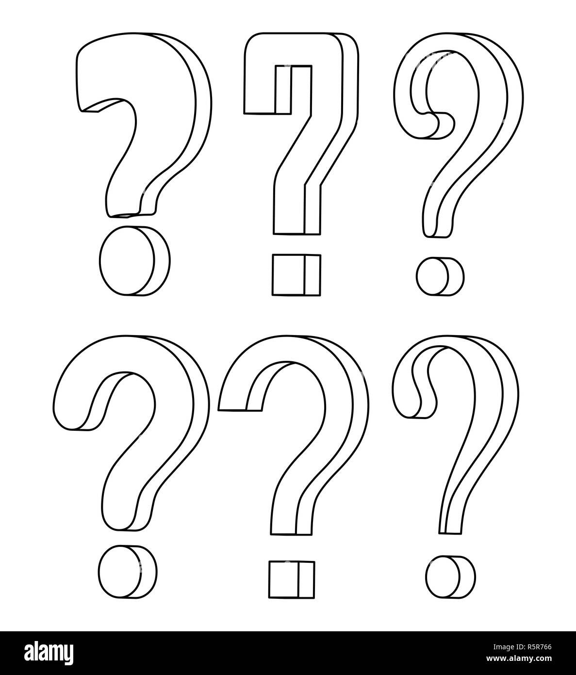 Black question mark white figure black and white stock photos images