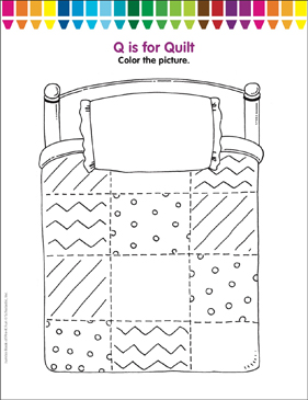 Q is for quilt coloring page printable coloring pages