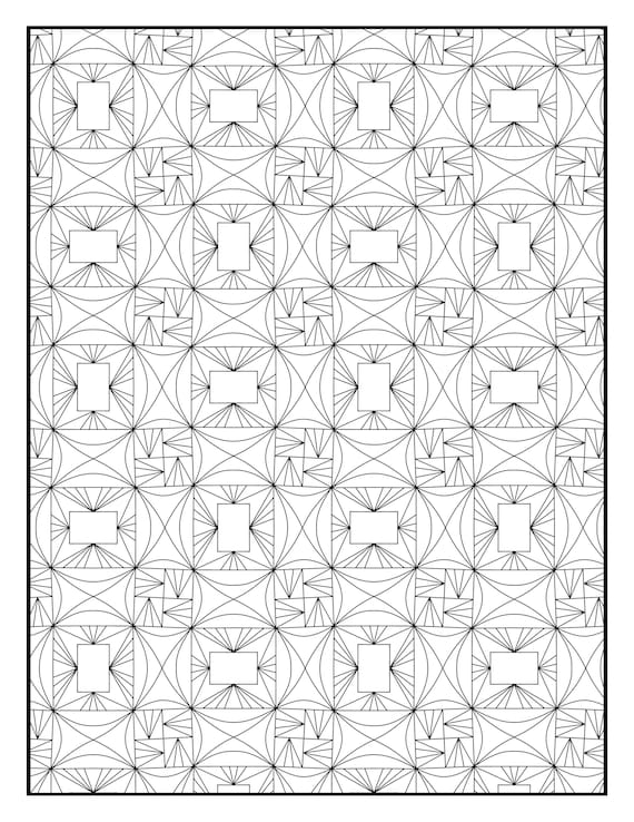 Coloring page geometric quilt repeating pattern printable