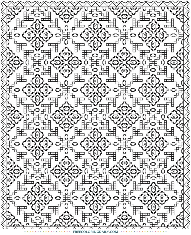 Free printable quilt pattern coloring page free coloring daily
