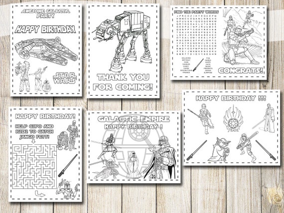 Star wars dart vader coloring pages instant download star wars darth vader party favors star wars birthday star wars darth vader book