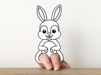 Rabbit finger puppet printable coloring