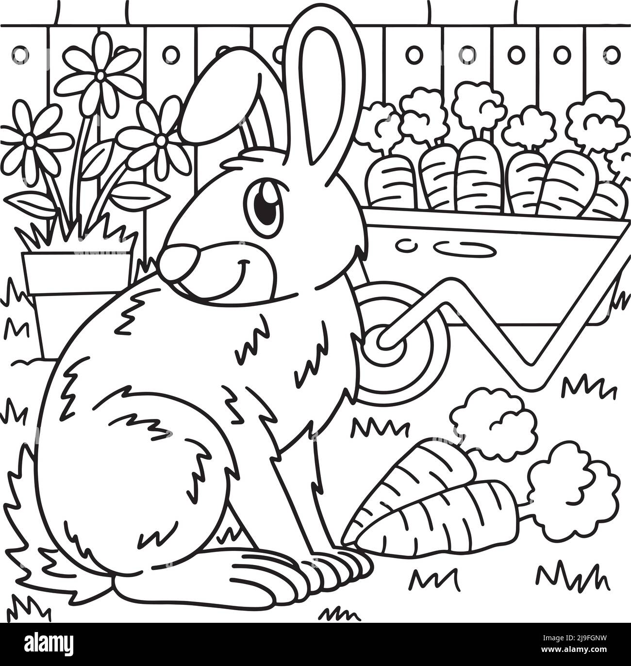 Bunny rabbit carrot illustration drawing black and white stock photos images