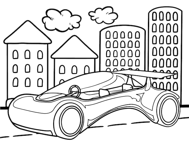 Premium vector sports car coloring page for kids line art vector blank printable design for children to fill in