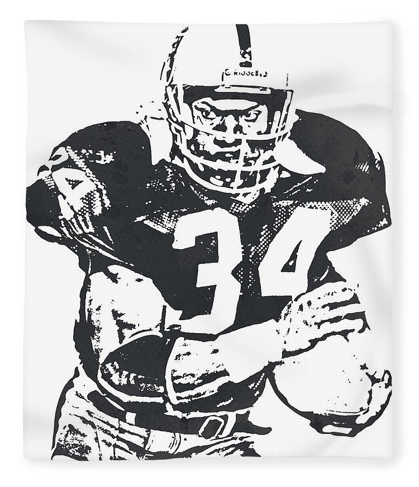 Bo jackson oakland raiders watercolor strokes pixel art fleece blanket by joe hamilton