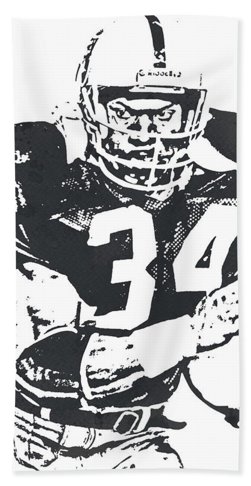 Bo jackson oakland raiders watercolor strokes pixel art beach towel by joe hamilton