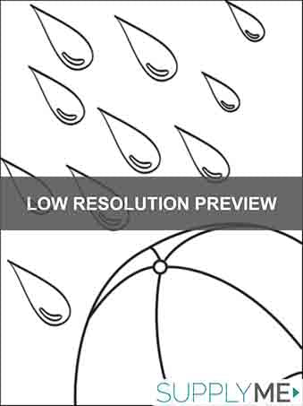 Printable big raindrops and umbrella coloring page for kids â