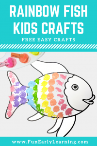 Pom pom painting rainbow fish book crafts for kids