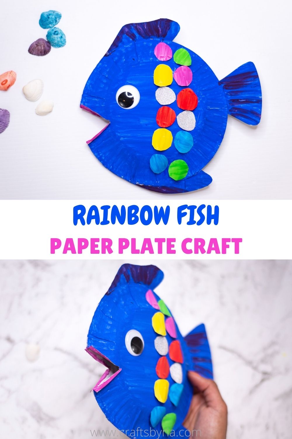 D paper plate rainbow fish craft