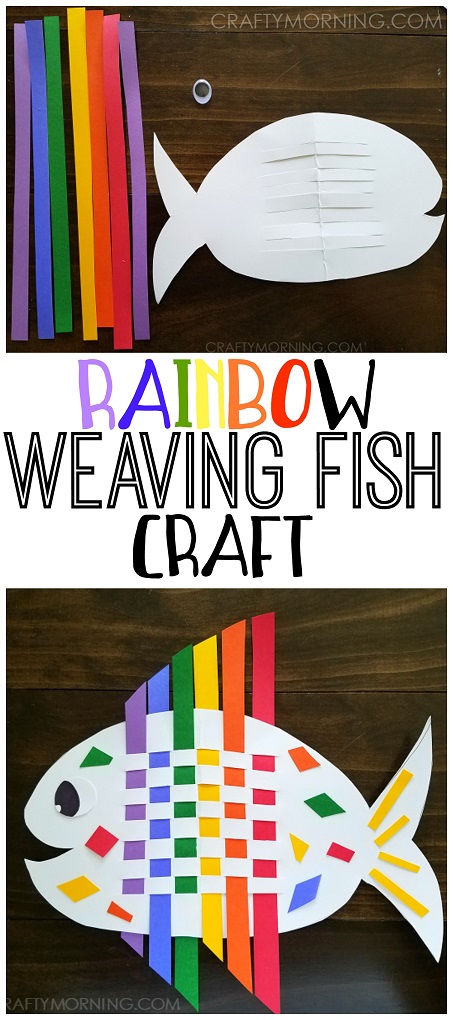 Weaving rainbow fish kids craft