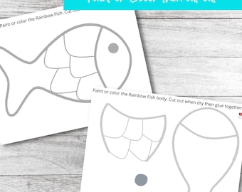 Rainbow fish craft scissor skills rainbow fish painting activity instant download