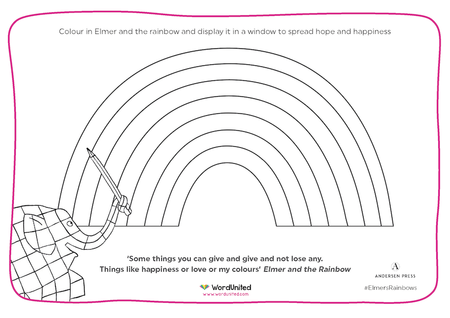 Elmers rainbow colouring sheet