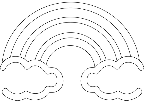 Rainbow with clouds coloring page free printable coloring pages