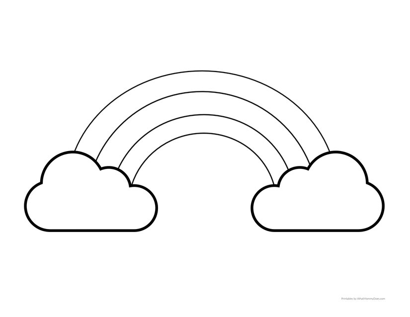 Simple large rainbow template with clouds perfect for little kids