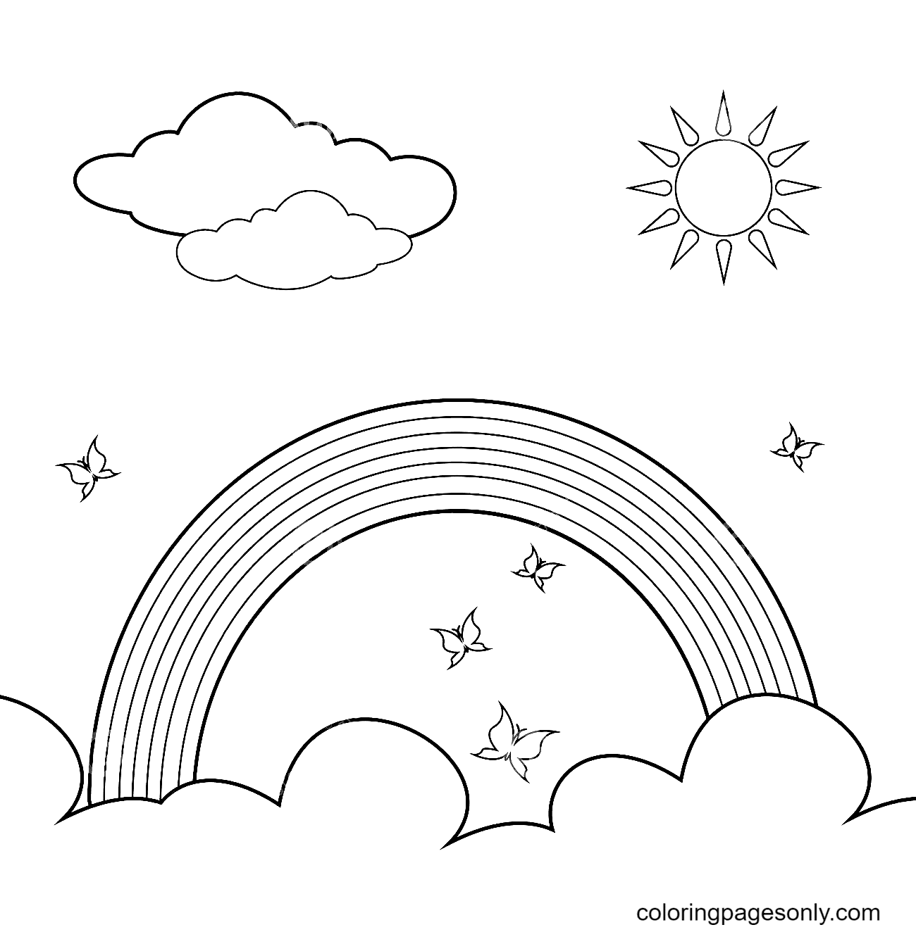 Rainbow coloring pages printable for free download