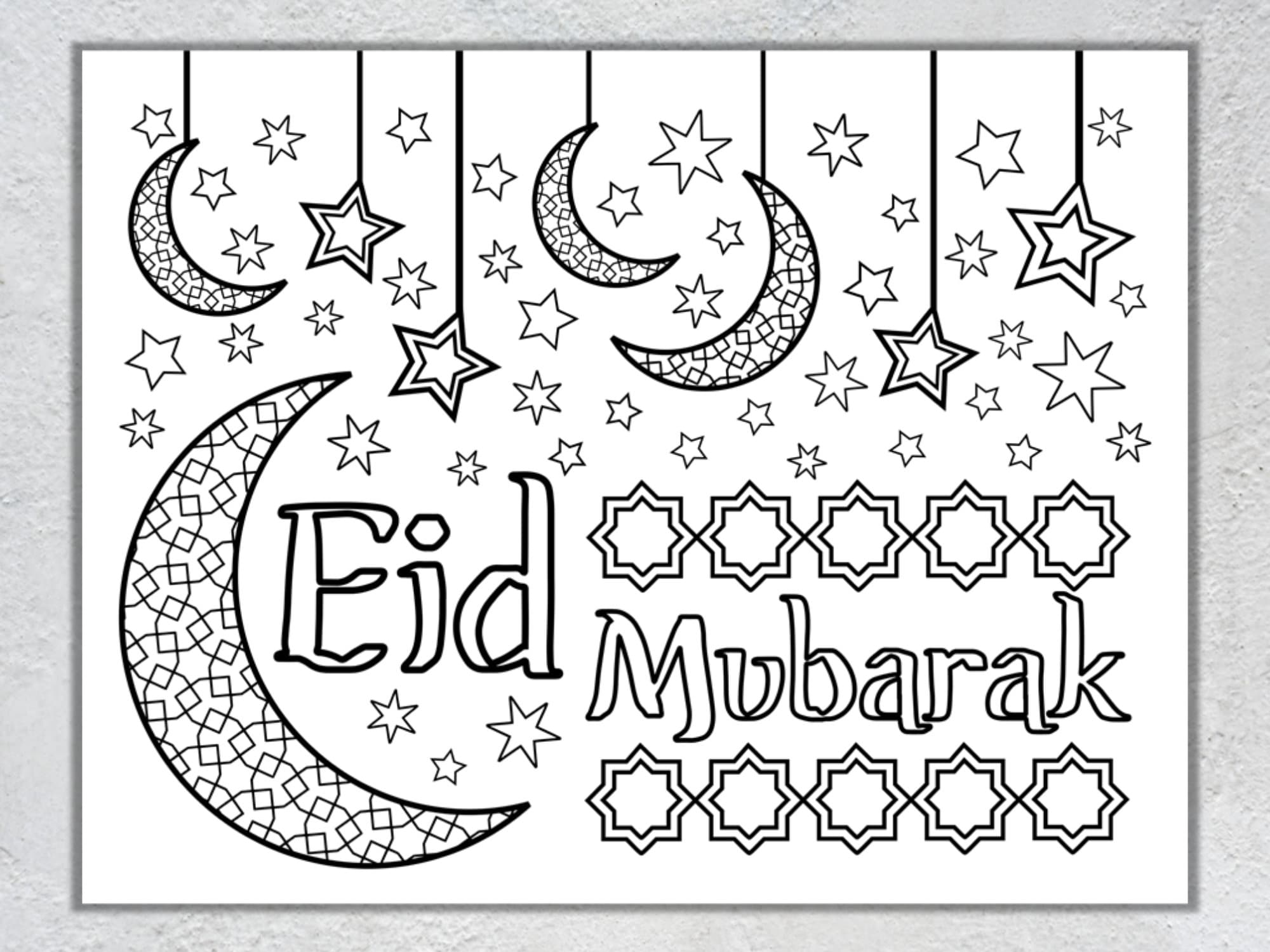 Eid mubarak coloring page ramadan eid activity printable pdf islamic coloring sheet pdf instant download