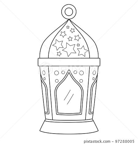 Ramadan lantern isolated coloring page for kids