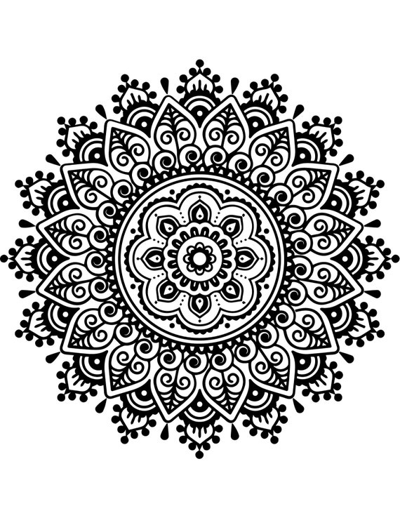 Printable rangoli mandala design coloring pages for kids and adult digital download pdf