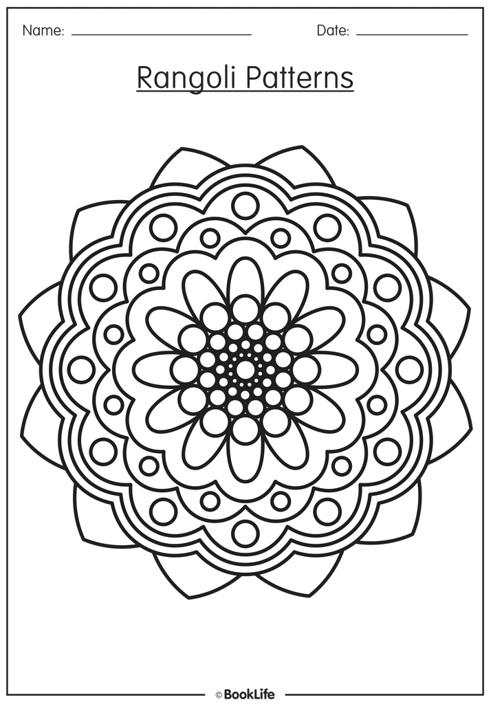 Rangoli pattern activity sheets free