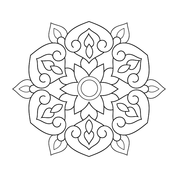 Premium vector flower mandala line art for coloring book page indian ethnic style islamic mandala design