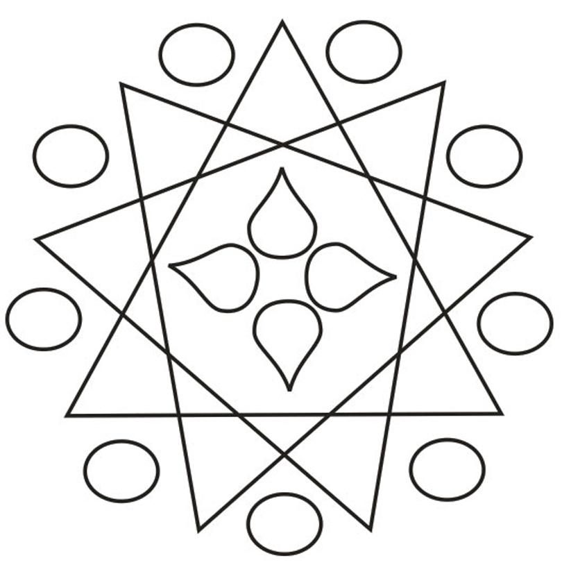 Rangoli design coloring printable page for kids