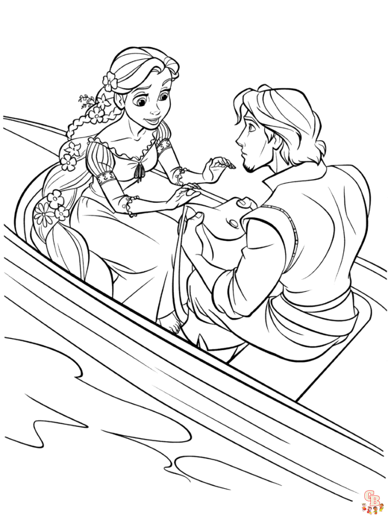 Fun and free flynn and rapunzel coloring pages for kids