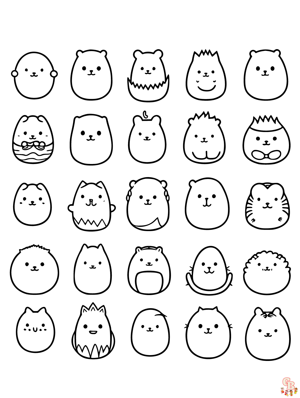 Squishmallows coloring pages for kids free printable sheets